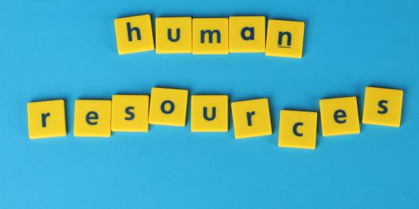Yellow words spelling human resources