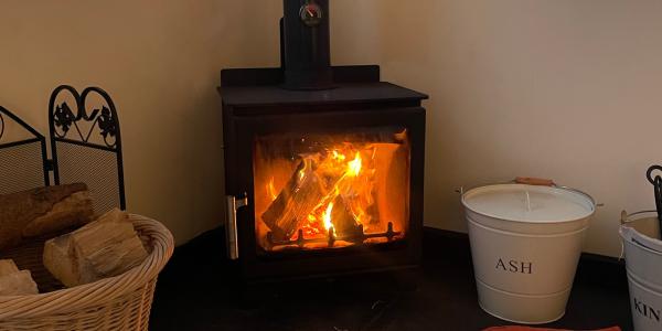 Wood burner in a living room 