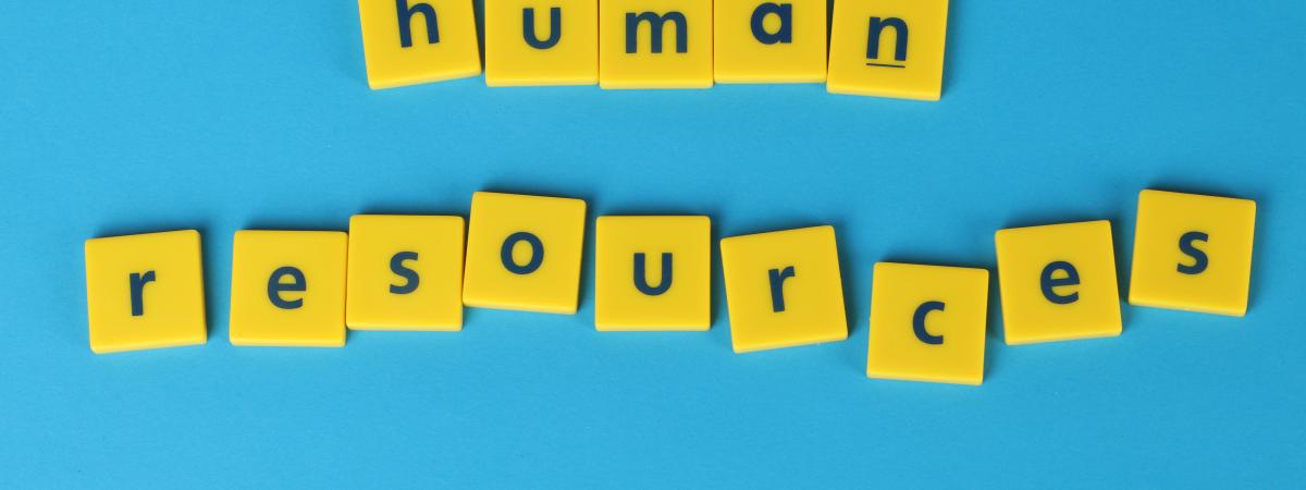 Yellow words spelling human resources